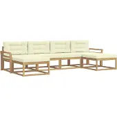 vidaXL Ensemble de salon de jardin 6 pièces, blanc et crème