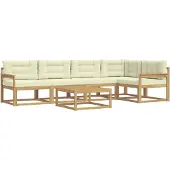 vidaXL Ensemble de canapés d'extérieur , 6 pièces, blanc et crème, en polyester