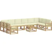 vidaXL Ensemble de salon de jardin 11 pièces, blanc et crème