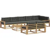 vidaXL Ensemble de salon de jardin , 9 pièces, blanc et anthracite, en polyester