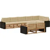 vidaXL Ensemble de salon de jardin 8 pièces, couleurs naturelles et beige