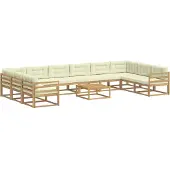 vidaXL Ensemble de salon de jardin 11 pièces, blanc et crème