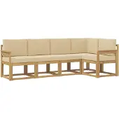 vidaXL Ensemble de salon de jardin 5 pièces, blanc et beige