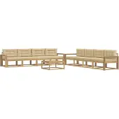 vidaXL Ensemble de salon de jardin , 9 pièces, blanc et beige, en polyester