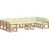 vidaXL Ensemble de salon de jardin 11 pièces, blanc et crème