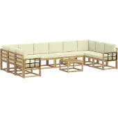 vidaXL Ensemble de salon de jardin 11 pièces, blanc et crème