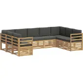 vidaXL Ensemble de salon de jardin , 9 pièces, blanc et anthracite, en polyester
