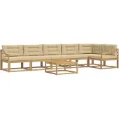 vidaXL Ensemble de salon de jardin , 7 pièces, blanc et beige, en polyester