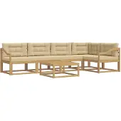 vidaXL Ensemble de canapés d'extérieur , 6 pièces, blanc et beige, en polyester