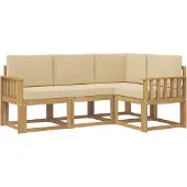 vidaXL Ensemble de salon de jardin 4 pièces, blanc et beige