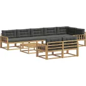 vidaXL Ensemble de salon de jardin , 9 pièces, blanc et anthracite, en polyester