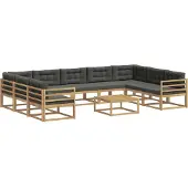 vidaXL Ensemble de salon de jardin 10 pièces, blanc et anthracite