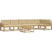 vidaXL Ensemble de salon de jardin , 7 pièces, blanc et beige, en polyester