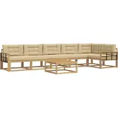 vidaXL Ensemble de salon de jardin , 7 pièces, blanc et beige, en polyester