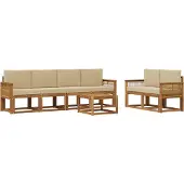 vidaXL Ensemble de salon de jardin , 7 pièces, en polyester naturel et beige