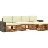 vidaXL Ensemble de salon de jardin 5 pièces, couleurs naturelles et crème