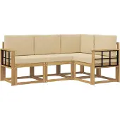vidaXL Ensemble de salon de jardin 4 pièces, blanc et beige