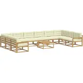vidaXL Ensemble de salon de jardin 11 pièces, blanc et crème