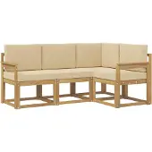 vidaXL Ensemble de salon de jardin 4 pièces, blanc et beige
