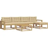vidaXL Ensemble de canapés d'extérieur , 6 pièces, blanc et beige, en polyester