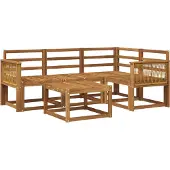 vidaXL Ensemble de salon de jardin 5 pièces en bois d'acacia massif, finition naturelle