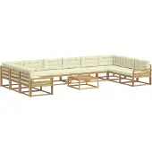 vidaXL Ensemble de salon de jardin 11 pièces, blanc et crème
