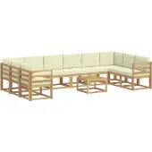 vidaXL Ensemble de salon de jardin 11 pièces, blanc et crème