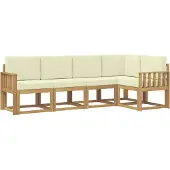 vidaXL Ensemble de salon de jardin 5 pièces, blanc et crème
