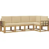 vidaXL Ensemble de salon de jardin 5 pièces, blanc et beige