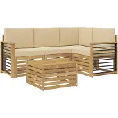 vidaXL Ensemble de canapés d'extérieur , 5 pièces, blanc et beige, en polyester