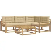 vidaXL Ensemble de canapés d'extérieur , 5 pièces, blanc et beige, en polyester