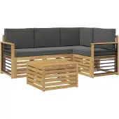 vidaXL Ensemble de salon de jardin 5 pièces, blanc et anthracite, en polyester