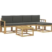 vidaXL Ensemble de salon de jardin 6 pièces, blanc et anthracite
