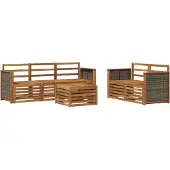 vidaXL Ensemble de salon de jardin 6 pièces en bois d'acacia massif, finition naturelle
