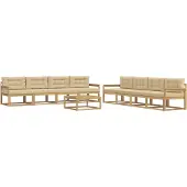 vidaXL Ensemble de salon de jardin , 9 pièces, blanc et beige, en polyester