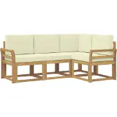 vidaXL Ensemble de salon de jardin 4 pièces, blanc et crème