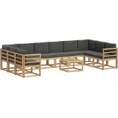 vidaXL Ensemble de salon de jardin 11 pièces, blanc et anthracite