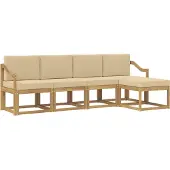 vidaXL Ensemble de salon de jardin 5 pièces, blanc et beige