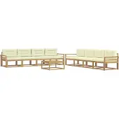vidaXL Ensemble de salon de jardin , 9 pièces, blanc et crème, en polyester