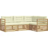 vidaXL Ensemble de salon de jardin 4 pièces, blanc et crème, en polyester