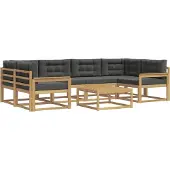 vidaXL Ensemble de salon de jardin 5 pièces, blanc et anthracite