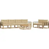 vidaXL Ensemble de salon de jardin 6 pièces, blanc et beige