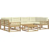 vidaXL Ensemble de salon de jardin 5 pièces, blanc et crème