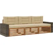 vidaXL Ensemble de 3 assises de jardin , couleur naturelle et beige, en polyester