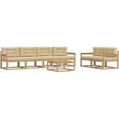 vidaXL Ensemble de salon de jardin 6 pièces, blanc et beige