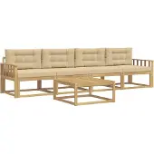 vidaXL Ensemble de salon de jardin 4 pièces, blanc et beige