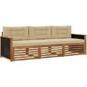 vidaXL Ensemble de 3 assises de jardin , couleur naturelle et beige, en polyester