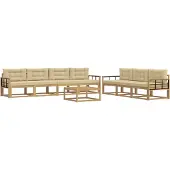 vidaXL Ensemble de salon de jardin 7 pièces, blanc et beige