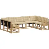 vidaXL Ensemble de salon de jardin 9 pièces, blanc et beige