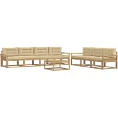 vidaXL Ensemble de salon de jardin 7 pièces, blanc et beige